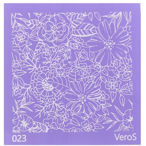 Silk Screen VeroS pour pâte polymère 90x90 mm - Motif floral 1 n°023 x1
