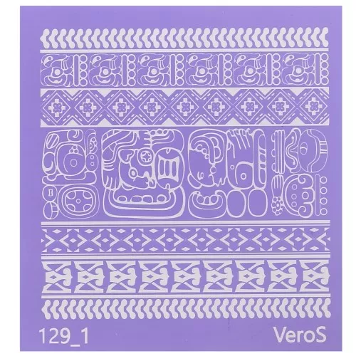 Silk Screen VeroS pour pâte polymère 90x90 mm - Motif aztèque n°129_1 x1