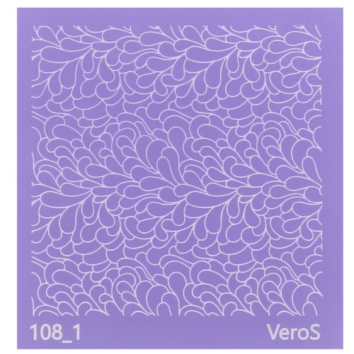Silk Screen VeroS pour pâte polymère 90x90 mm - Motif vagues n°108_1 x1