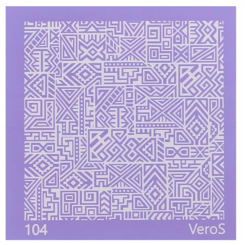 Silk Screen VeroS pour pâte polymère 90x90 mm - Motif aztèque 1 n°104 x1