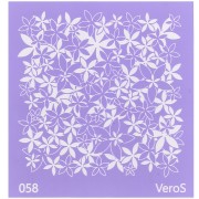 Silk Screen VeroS pour pâte polymère 90x90 mm - Motif fleurs Gentiane n°058 x1
