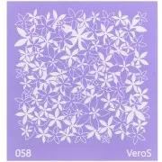 Silk Screen VeroS pour pâte polymère 90x90 mm - Motif fleurs Gentiane n°058 x1