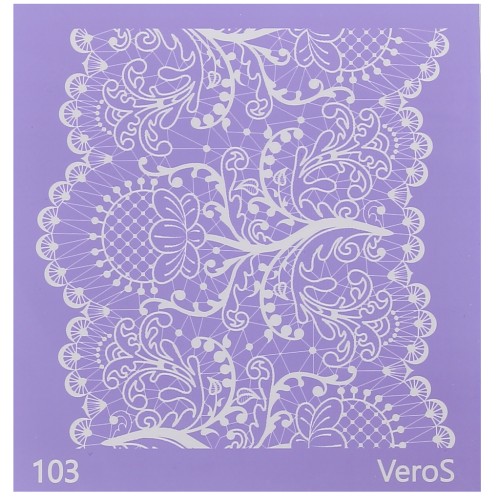 Silk Screen VeroS pour pâte polymère 90x90 mm - Motif dentelle fleurie n°103 x1
