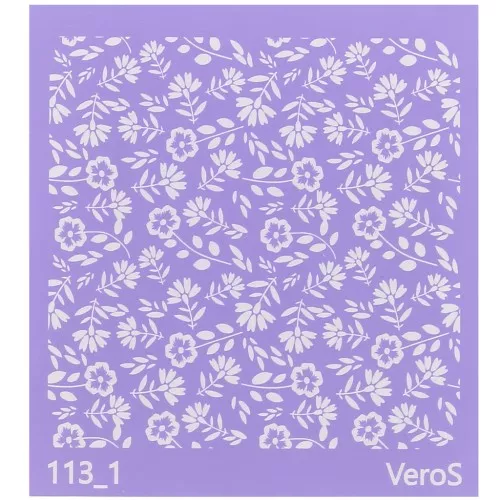 Silk Screen VeroS pour pâte polymère 90x90 mm - Motif floral 2 n°113_1 x1