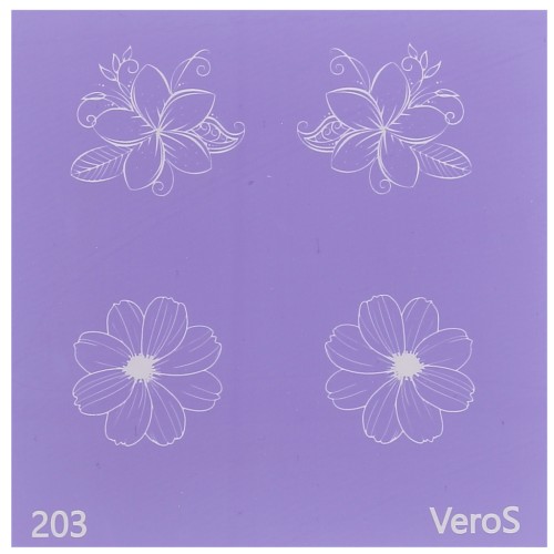 Silk Screen VeroS pour pâte polymère 80x80 mm - Motif fleurs n°203 x1