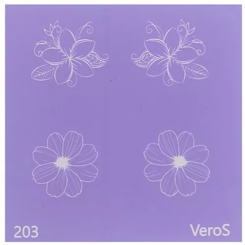 Silk Screen VeroS pour pâte polymère 80x80 mm - Motif fleurs n°203 x1
