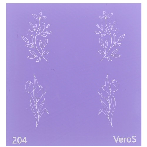 Silk Screen VeroS pour pâte polymère 80x80 mm - Motif feuilles et fleurs n°204 x1