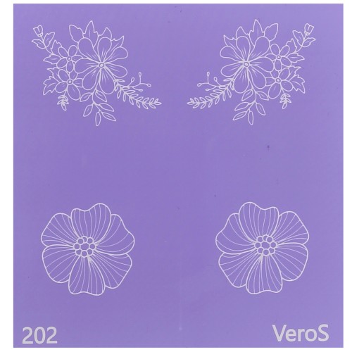 Silk Screen VeroS pour pâte polymère 80x80 mm - Motif floral n°202 x1