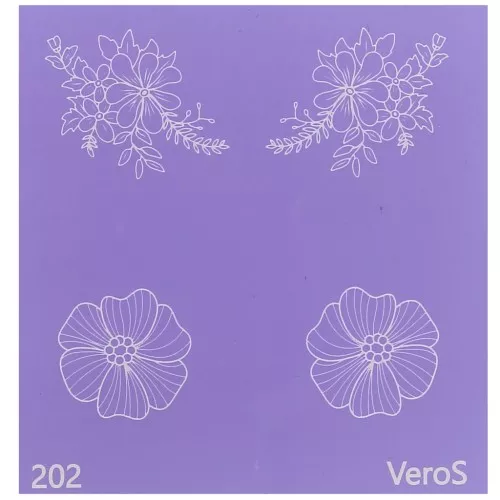 Silk Screen VeroS pour pâte polymère 80x80 mm - Motif floral n°202 x1