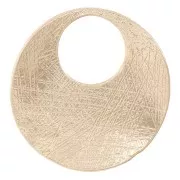Pendentif rond irrégulier strié 24 mm - Doré satiné x1