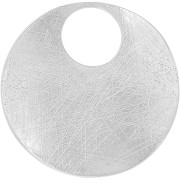 Pendentif rond irrégulier strié 45 mm - Rhodié x1|raw }}