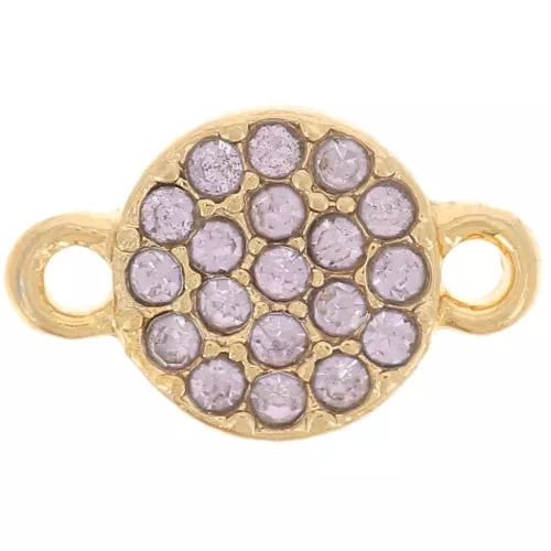 Intercalaire rond 7 mm avec strass - Doré - Lilas x1