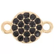 Intercalaire rond 7 mm avec strass - Doré - Noir x1