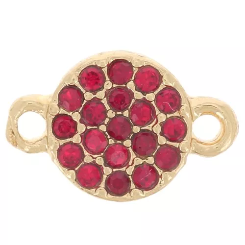 Intercalaire rond 7 mm avec strass - Doré - Rouge x1