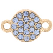 Intercalaire rond 7 mm avec strass - Doré - Bleu clair x1