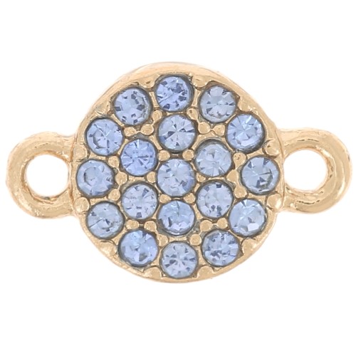 Intercalaire rond 7 mm avec strass - Doré - Bleu clair x1