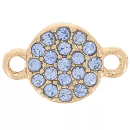 Intercalaire rond 7 mm avec strass - Doré - Bleu clair x1