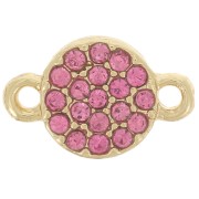 Intercalaire rond 7 mm avec strass - Doré - Rose x1