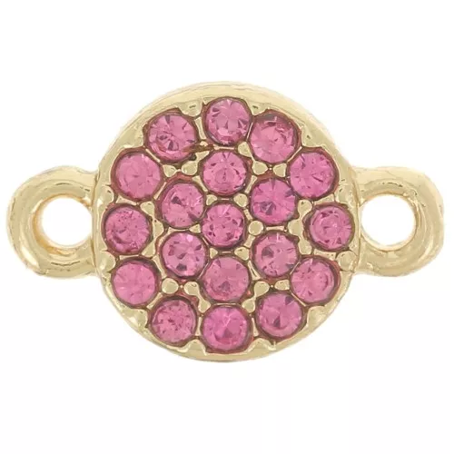 Intercalaire rond 7 mm avec strass - Doré - Rose x1