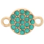 Intercalaire rond 7 mm avec strass - Doré - Bleu pétrole x1