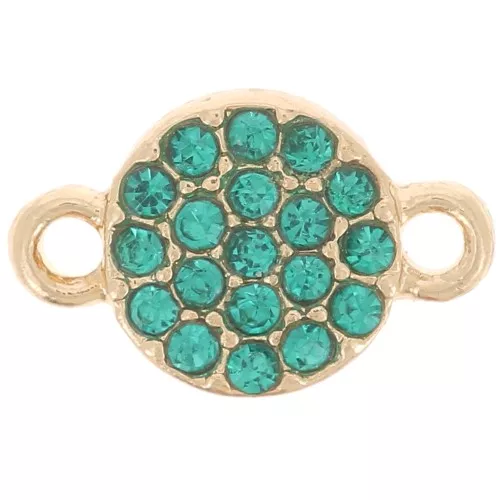 Intercalaire rond 7 mm avec strass - Doré - Bleu pétrole x1