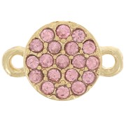 Intercalaire rond 7 mm avec strass - Doré - Rose clair x1