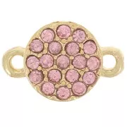 Intercalaire rond 7 mm avec strass - Doré - Rose clair x1