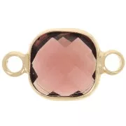 Intercalaire carré 15x9 mm en verre facetté - Doré - Bordeaux x1