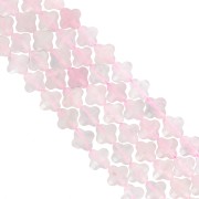 Perle trèfle facettée 13 mm en pierre gemme - Quartz rose x1