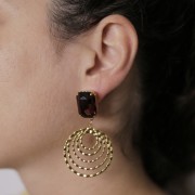 Clous d'oreilles rectangles sertis PureCrystal 4627 18x13 mm - Doré x2