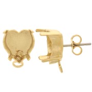 Clous d'oreilles coeur serti PureCrystal 11x10 mm - Doré x2|raw }}