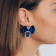 Clous d'oreilles coeur serti PureCrystal 11x10 mm - Doré x2