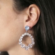 Clous d'oreilles coeur serti PureCrystal 11x10 mm - Rhodié x2