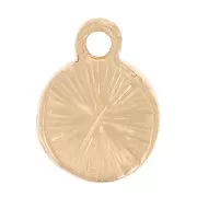 Breloque ronde 7 mm avec strass - Doré - Fuchsia x1