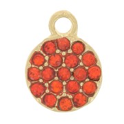 Breloque ronde 7 mm avec strass - Doré - Orange x1|raw }}