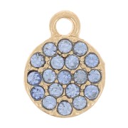 Breloque ronde 7 mm avec strass - Doré - Bleu clair x1|raw }}