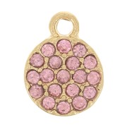 Breloque ronde 7 mm avec strass - Doré - Rose clair x1|raw }}