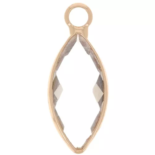 Breloque navette 19x8 mm en verre facetté - Doré - Transparent x1