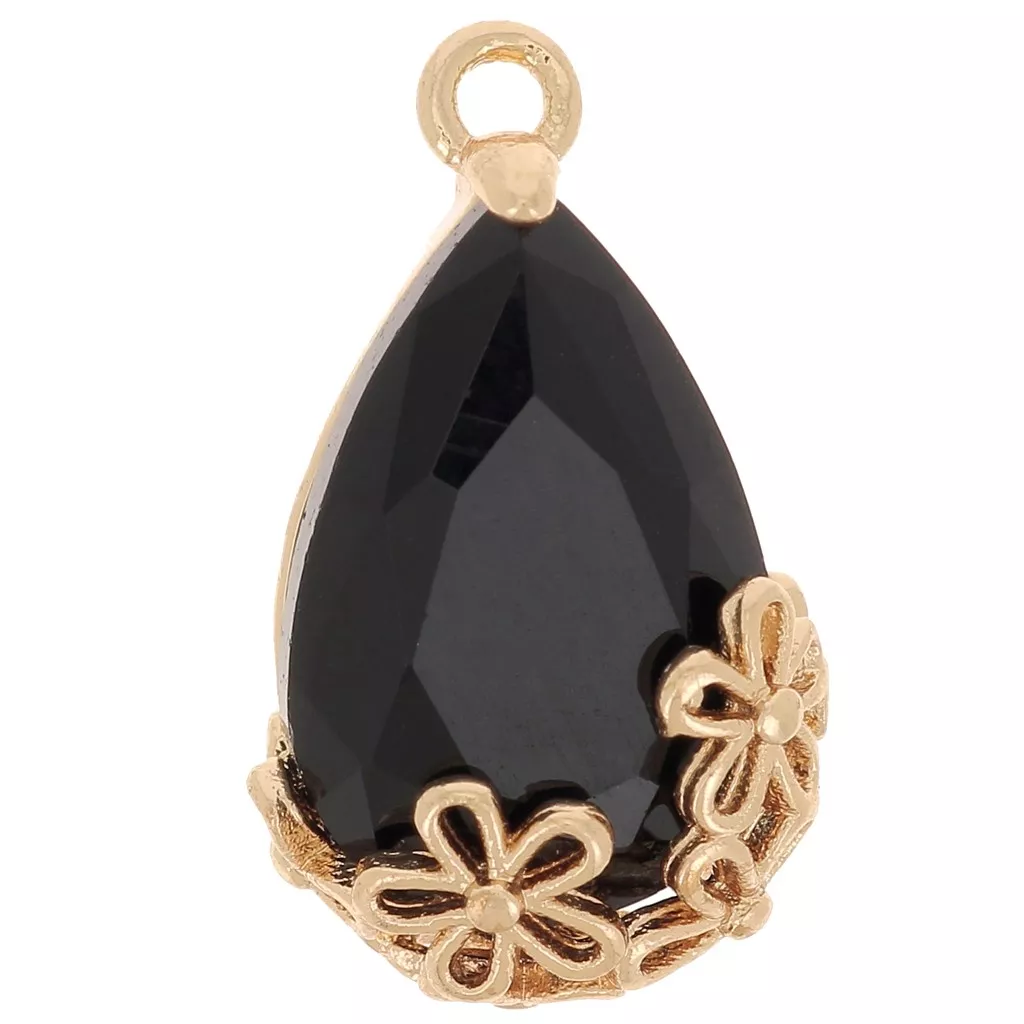 Pendentif Vintage Vert – Bijou Ancien En Verre Facetté Et Métal Doré, Modèle K26, Écrin Rétro