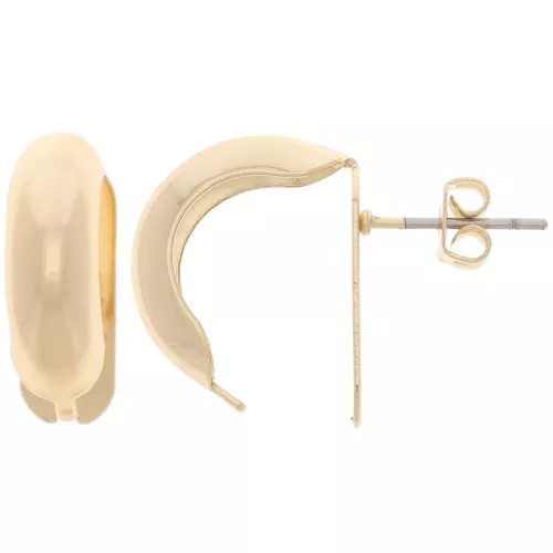 Clous d'oreilles bombés - créoles à plier 17x6 mm - Doré x2