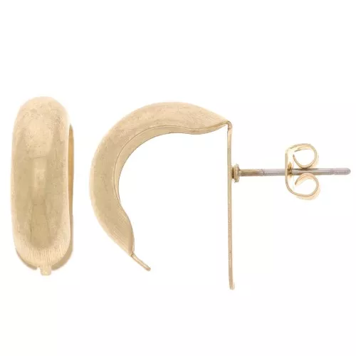 Clous d'oreilles bombés - créoles à plier 17x6 mm - Doré vintage x2