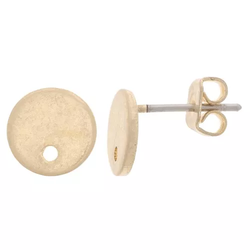 Clous d'oreilles disques avec un trou 8 mm - Doré vintage x2