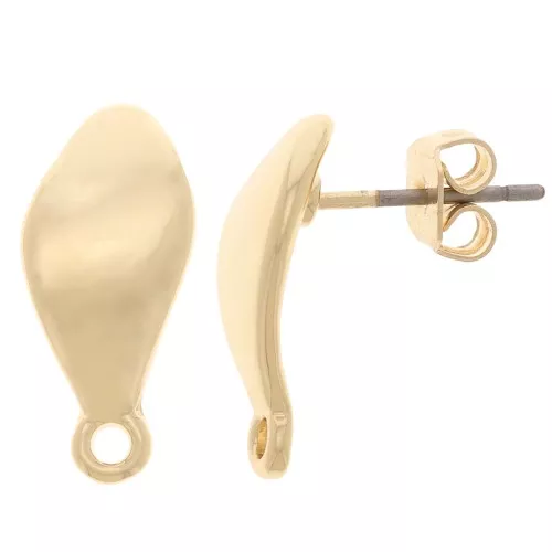 Clous d'oreilles gouttes irrégulières 16x7 mm avec anneau fermé - Doré x2