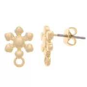 Clous d'oreilles fleurs 9.5 mm avec anneau fermé - Doré x2