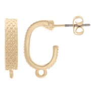 Clous d'oreilles design texturés 17x4 mm avec anneau fermé - Doré x2