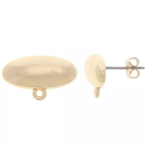 Clous d'oreilles ovales 9x20 mm avec anneau fermé - Doré x2