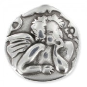 Poussoir rond ange pour cuir regaliz 24 mm Placage Argent fin vieilli x1