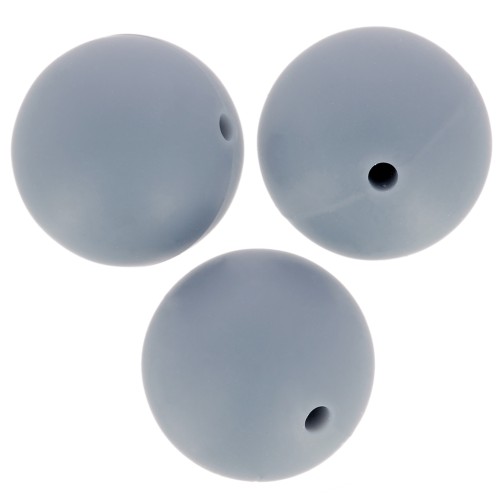 Perles rondes en silicone 15 mm pour attache sucette - tétine - Gris foncé x3