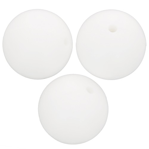 Perles rondes en silicone 15 mm pour attache sucette - tétine - Blanc x3