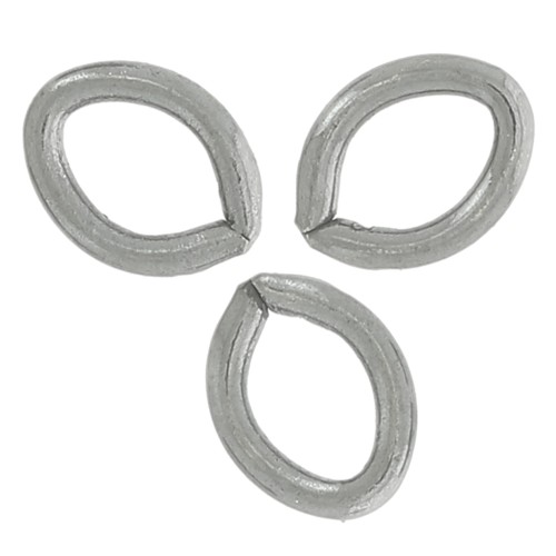 Anneaux ovales ouverts 4x3x0.6 mm - Argent 925 Rhodié Noir x10
